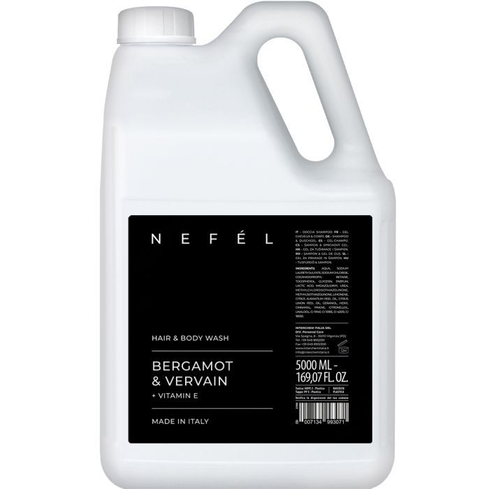 NEFEL BERGAMOT & VERVAIN HAIR & BODY WASH doccia shampoo profumato tanica da 5 litri