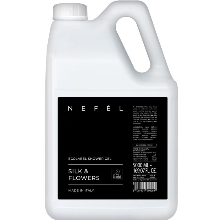 NEFEL SILK & FLOWERS bagnoschiuma certificato ecolabel in tanica da 5 litri