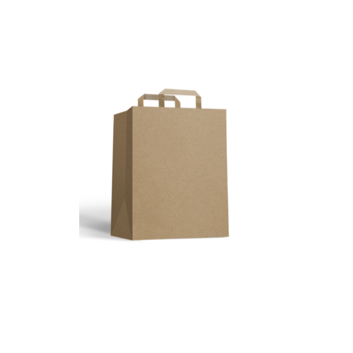  Borse shoppers in cartone con manici piatti avana 26 X 13 X 33 cm