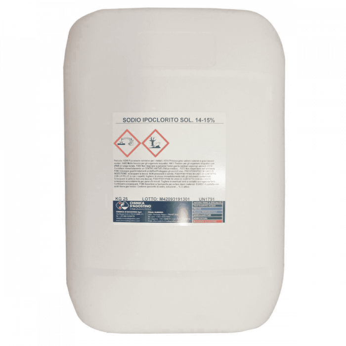 Sodio Ipoclorito 14% 15%-25 Kg-Chimica D'Agostino