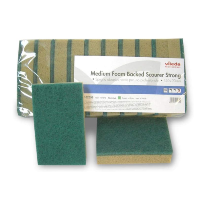 Vileda Spugna abrasiva per piatti in resina verde/tabacco 9x14x3,3 cm conf. da 10 