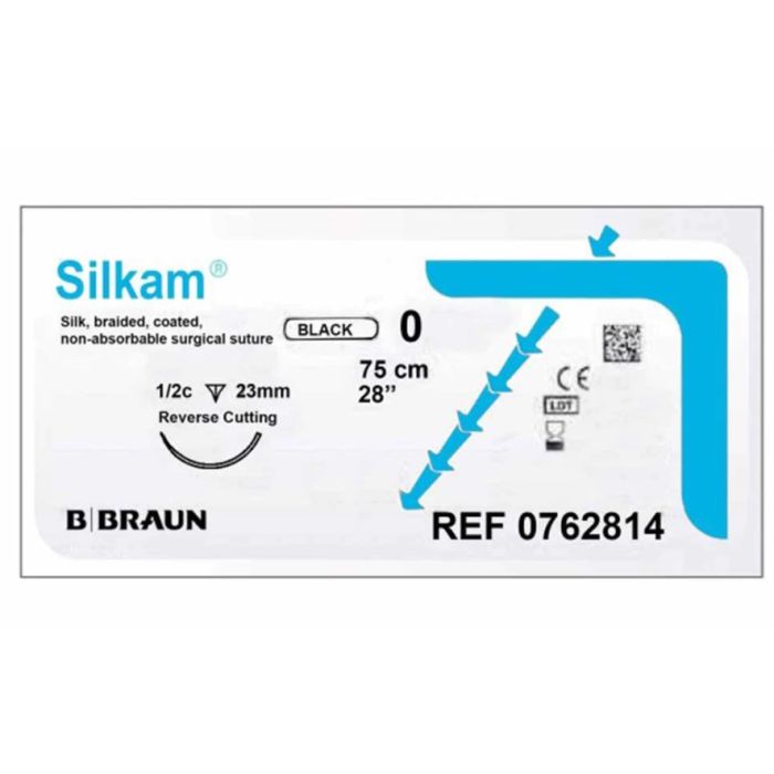 Sutura in seta non assorbibile intrecciata B-BRAUN SILKAM NERO 3/0 (2) 45 cm dsmp 19 conf. 36 pz