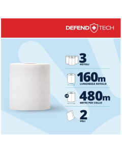 Bobina di carta antibatterica 2 veli 660 strappi Papernet Defend Tech