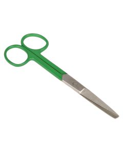 Forbici rette con punte alterne in acciaio inox 14 cm anelli verdi Gima