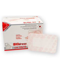 Medicazione adesiva sterile 10 x 15 cm in tessuto non tessuto con compressa assorbente confezione da 50 pezzi Rays Biodress