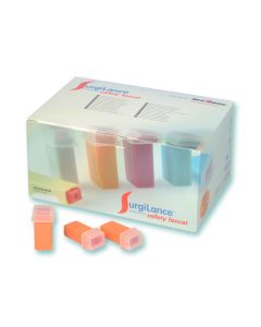 Lancette di sicurezza ago automatico calibro 22G, colore arancio, conf. 100 pezzi