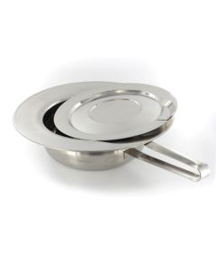 PADELLA IN ACCIAIO INOX CON COPERCHIO - 320 x 85 mm - con manico