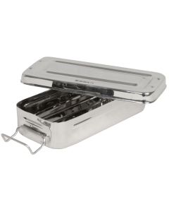 SCATOLA PORTASTRUMENTI IN ACCIAIO INOX 18X8X4 cm con manici 
