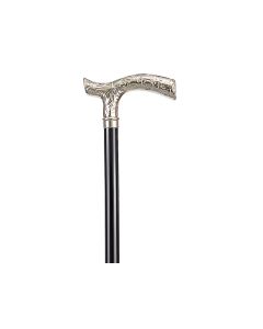 BASTONE IN LEGNO "LEONARDO" - manico a T in metallo inciso