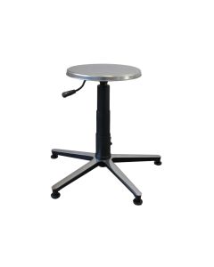SGABELLO sedile inox, base in alluminio con piedini