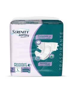 Pannolone a mutandina con adesivi taglia L Maxi da 15 pezzi Serenity SoftDry Sensitive