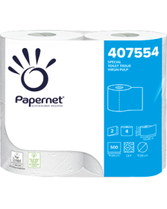 Carta igienica 4 rotoli 500 strappi compatta 2 veli Papernet