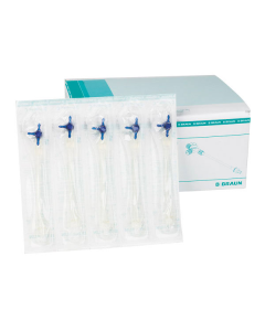 Rubinetto a tre vie con prolunga 10 cm e scatto blu 50 pezzi B. Braun Discofix