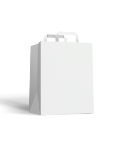 Borse shoppers in cartone con manici piatti bianche 22 x 12 x 29 cm