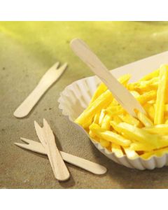 Forchettine per chips in legno 8,5 cm confezione da 1000 pezzi Byo