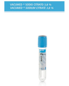 FL Medical Vacumed provetta 13 x 75 mm con sodio citrato 3,8% x 3,6ml tappo azzurro sterile 100 pezzi