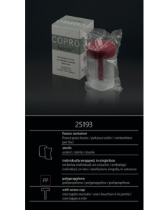 FL Medical contenitore 60 ml per feci con tappo a vite confezionato in cartoncino sterile