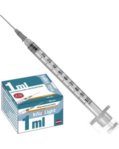 Siringa per insulina 1 ml con ago 27G 0,4 x 12,7 mm sterile confezione da 100 pezzi Rays INSU/LIGHT