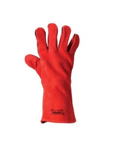 Guanto da saldatore in crosta bovina rosso con manichetta lunga 35 cm taglia 10 Rays Technosafe