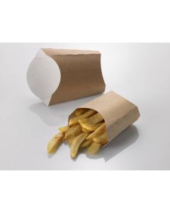 Box per fritti in carta kraft avana e bianca 13 x 5,5 x 13 cm 250 ml 100 pezzi Leone