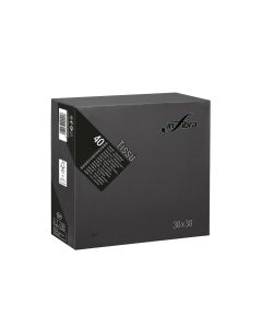 Tovagliolo 38 x 38 cm 2 veli nero confezione 40 pezzi Infibra Tissù
