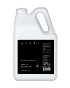 Docciaschiuma per corpo e capelli Ecolabel con proteine della seta tanica da 5 litri ricarica per pelli sensibili Nefél Silk & Flowers Shower Gel