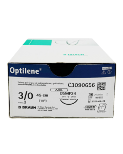 B-braun OPTILENE sutura non assorbibile in polipropilene ago 3/8 ds 39 mm, USP 2, filo blu 75 cm conf. 36 pezzi