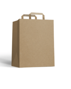 Borse shoppers in cartone con manici piatti avana 26 X 13 X 33 cm
