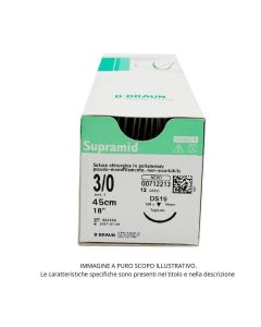 Sutura non assorbibile pseudomonofilamento 6/0 45 cm ago DS12 nero 36 pezzi B. Braun Supramid