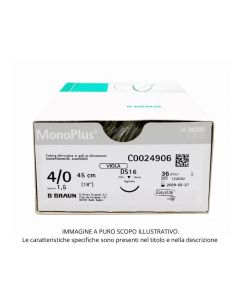 Sutura assorbibile in polidiossanone 2/0 70 cm ago HR26 viola 36 pezzi B. Braun Monoplus